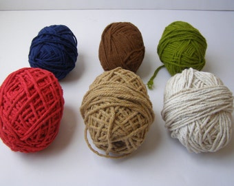 Lot of 6 colorful heavy rag rug warp weaving supplies
