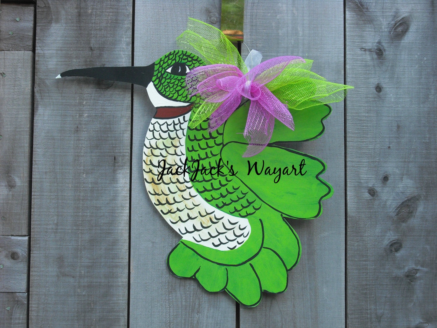 Hummingbird door hanger Spring decor Summer by JackJacksWayart