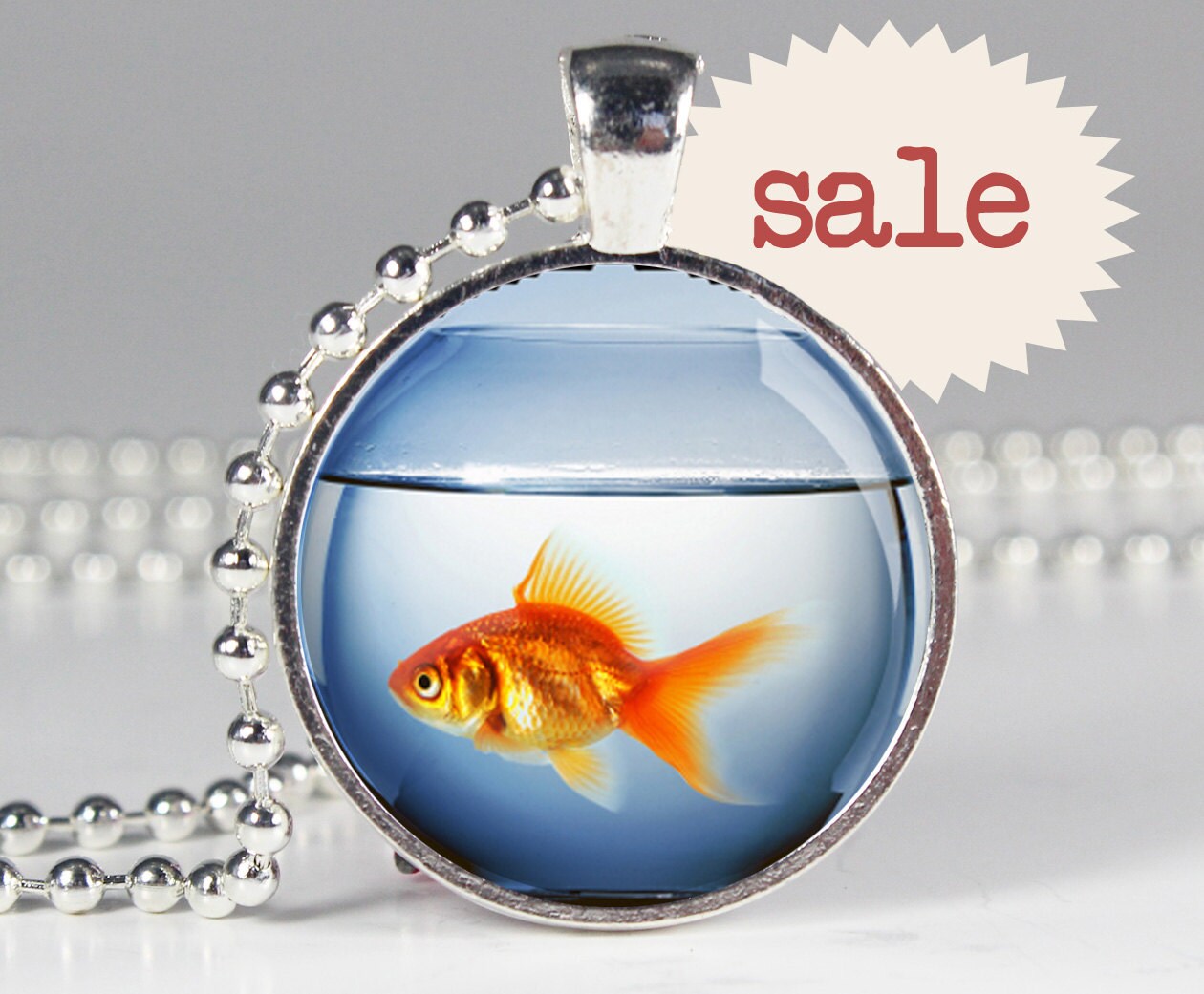 Goldfish Necklace Fishbowl Glass Fish by PaperHeartGallery