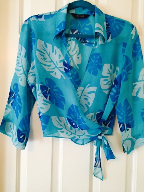 TROPICAL SILK print wrap around Blouse by bohemiangypsylife