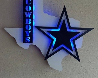 Dallas Cowboys inspired 3D Lighted Sign - Fast ship. Man Cave Bar Sign 20x18in