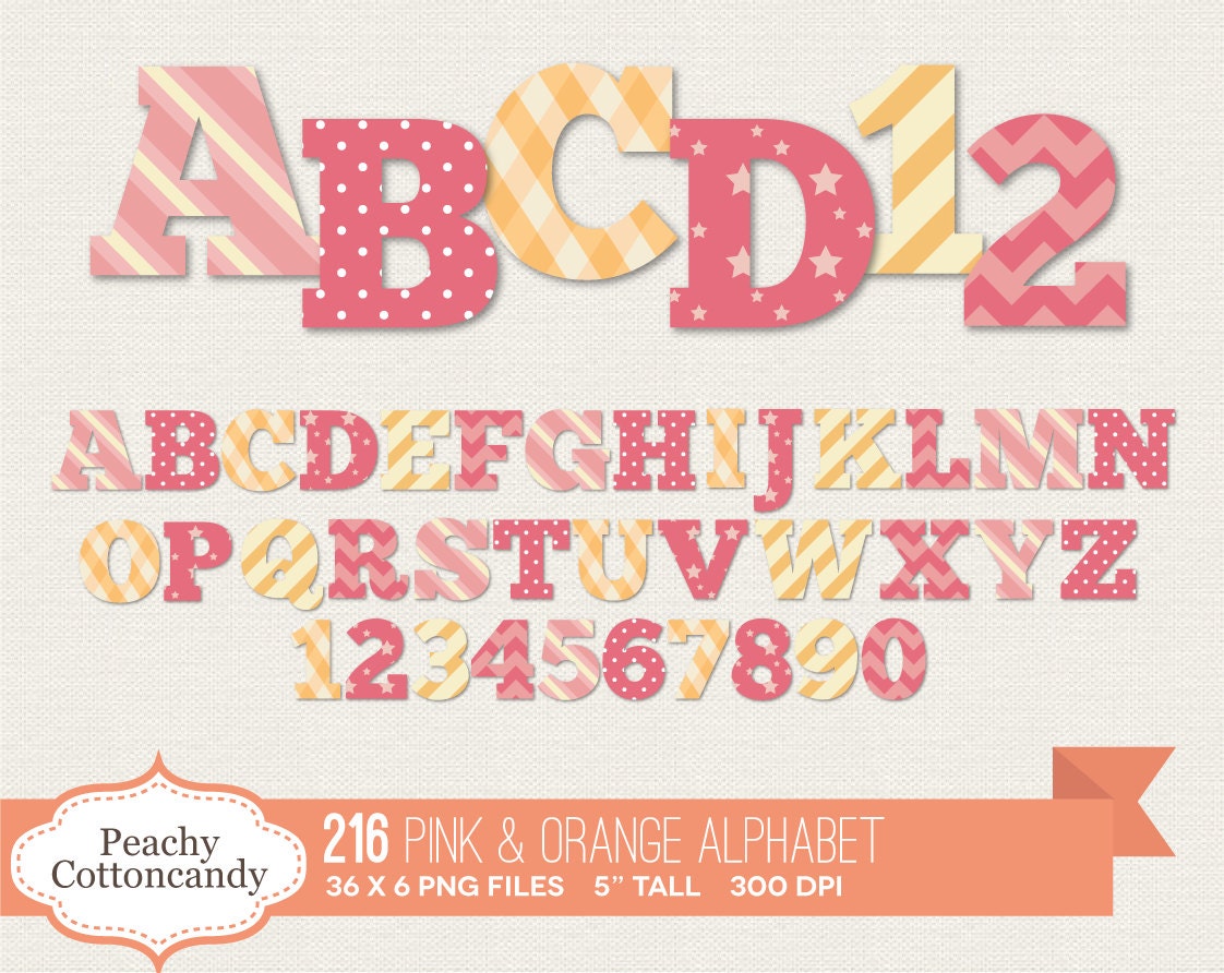 BUY 2 GET 1 FREE 216 Baby Girl Alphabet Clip Art / Pink and