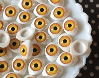 Doll Eyes, Small Eyeball Cabochons, Resin Cabochons, Yellow Eyeball Cabochons 16mm ( 10 pieces ) Gothic, Creepy, Zombie