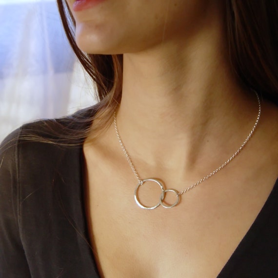 Two Circles Necklace Eternity Pendant Sterling by JewelrybyTinTin