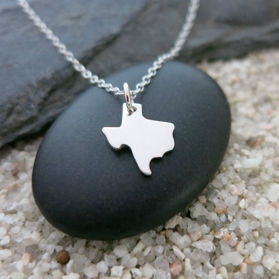 Texas Necklace Sterling Silver Texas Charm Travel by MahaloSpirit