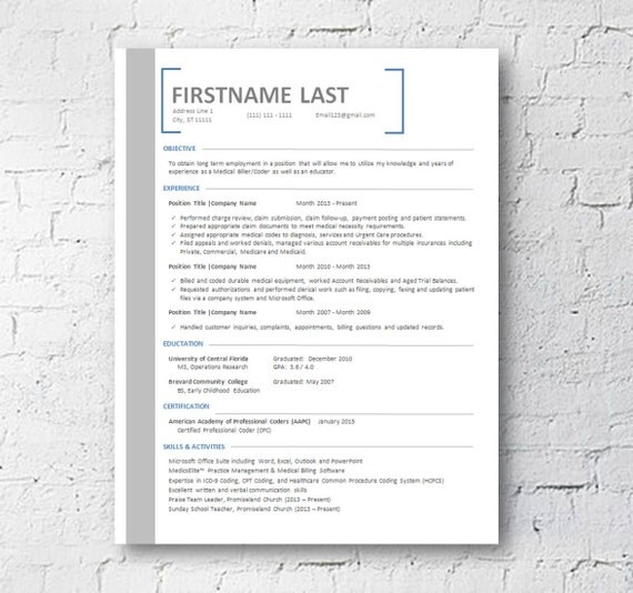Resume Template | Cover Letter | Microsoft Word | Mac + PC | Instant ...