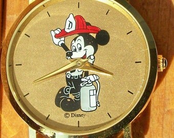 Disney Retired FIREMAN Mickey Mouse Watch! New HTF!