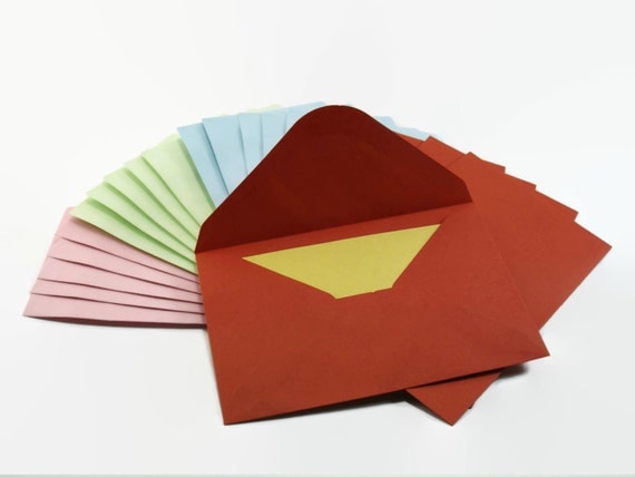 x20 Small Envelopes Mini Paper Envelopes in 4 colors 7.6x12