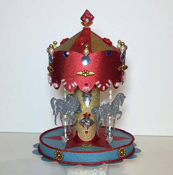 Red Carousel Cake Topper by EllasPartyDesigns on Etsy