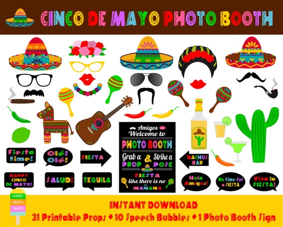 photo travel props booth themed De Mayo Booth Photo PropsPhoto Cinco Booth PRINTABLE