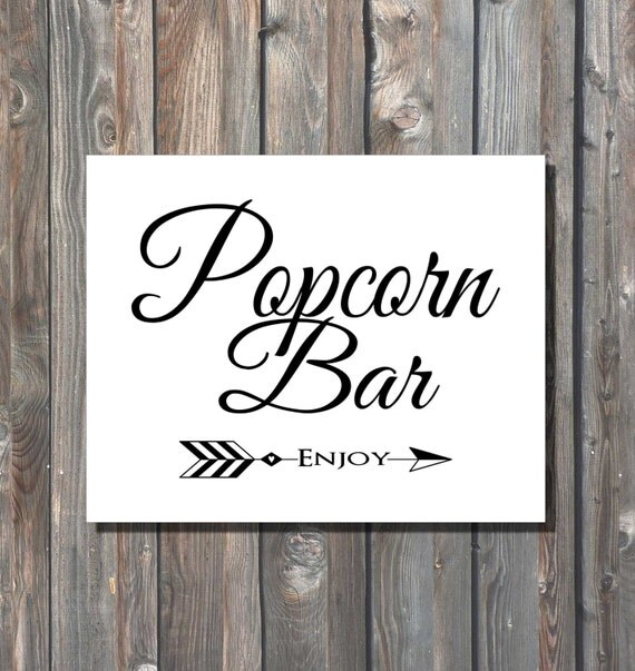 Printable Wedding Popcorn Bar Sign-DIY by HappyFiestaDesign