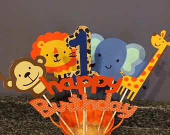 Six Piece Jungle Animal Centerpiece