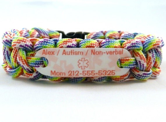 Autism Non Verbal, Medical Alert Paracord Bracelet for children and ...