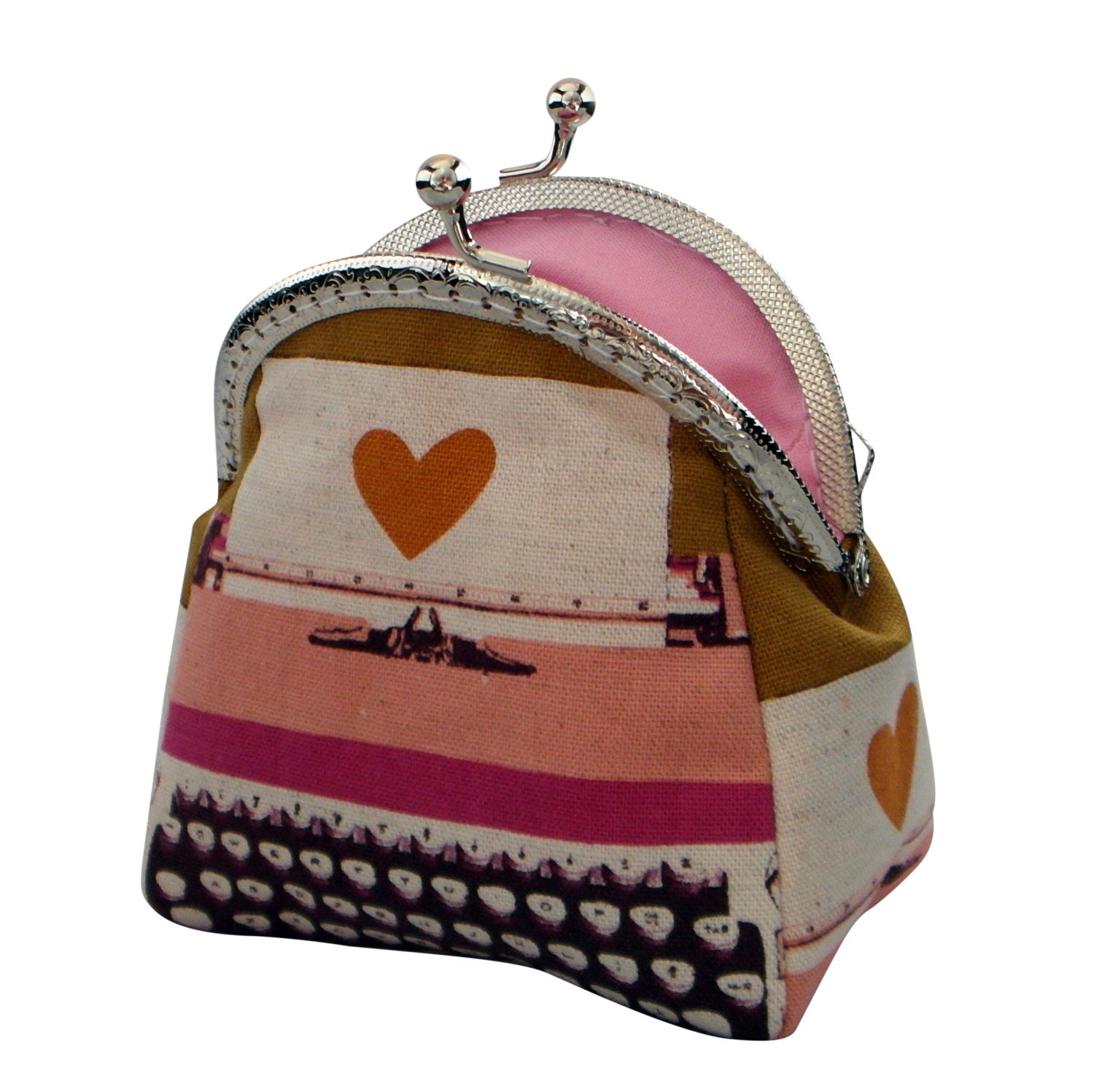 Cute pink coin purse Retro typewriter Womens gift by