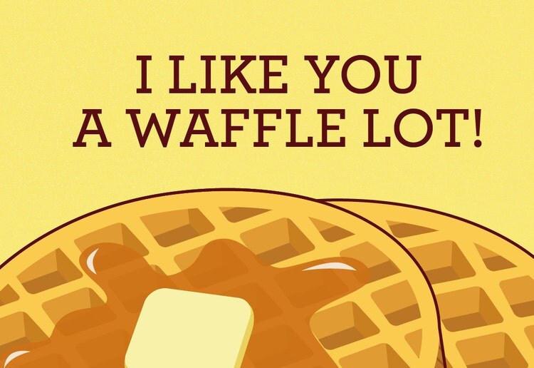 Waffles card I like you a waffle lot pun funny by TinyBeeCards