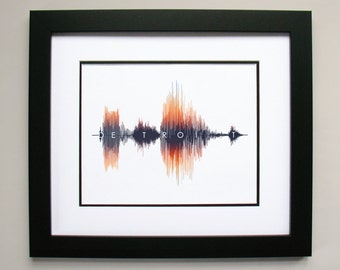Detroit - Sound Wave & Voice Art City Print - Soundwave Design for Motor City Michigan