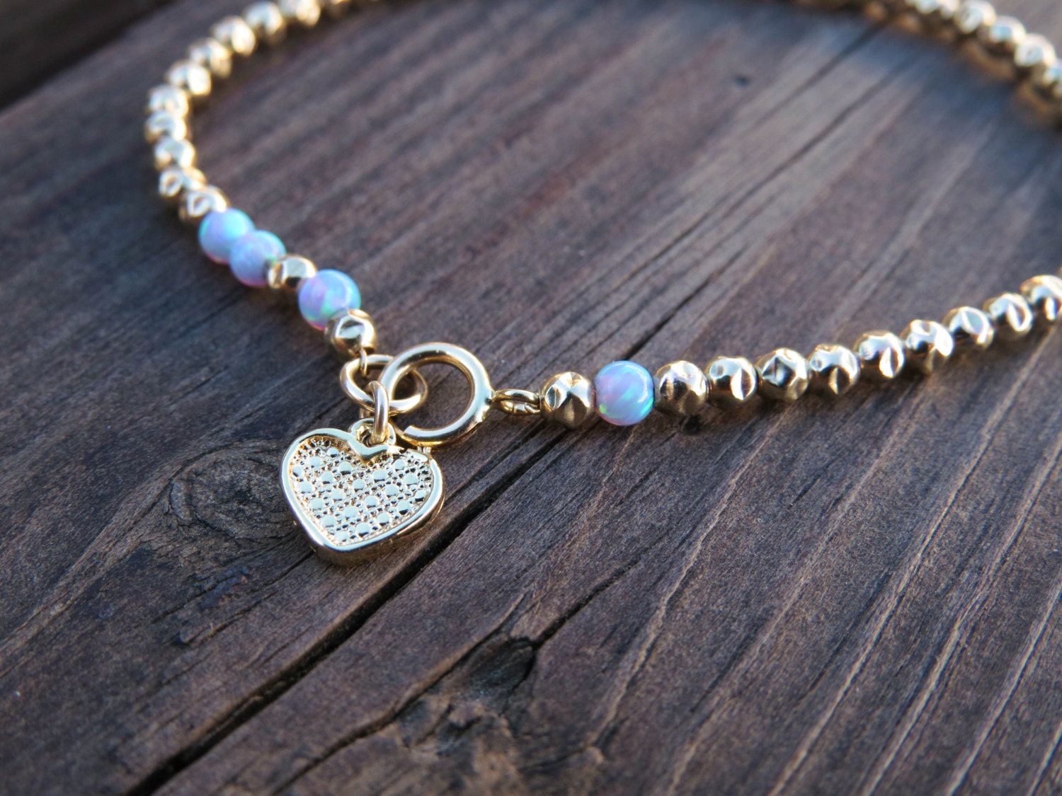 Blue Opal bracelet opal bead brecelet opal gold bracelet