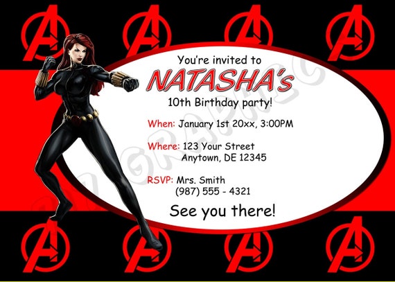 Black Widow Birthday Invitation Printable