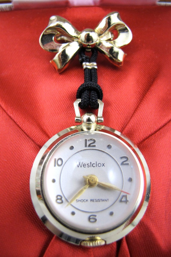 Vintage 1950's WESTCLOX Lapel Watch Bubble Atomic Stars