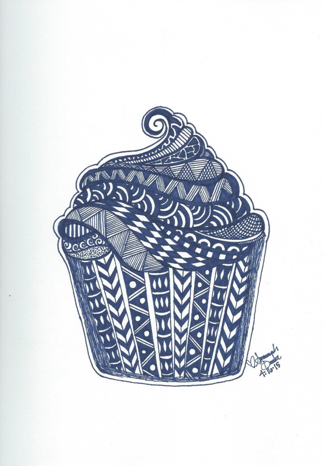 Cupcake Zentangle Print by ZentangleAndJewelry on Etsy