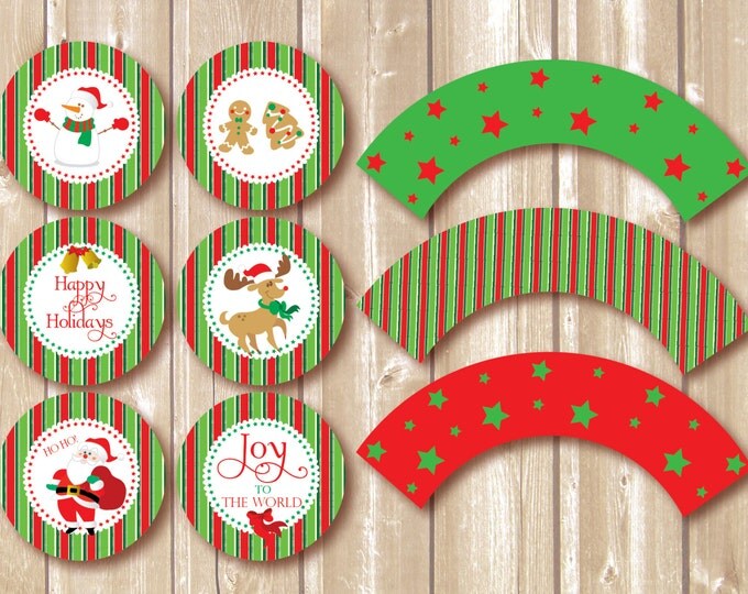 Christmas toppers, Christmas wrappers, Holiday printables, Christmas Party.Christmas printables. INSTANT DOWNLOAD Christmas printables.