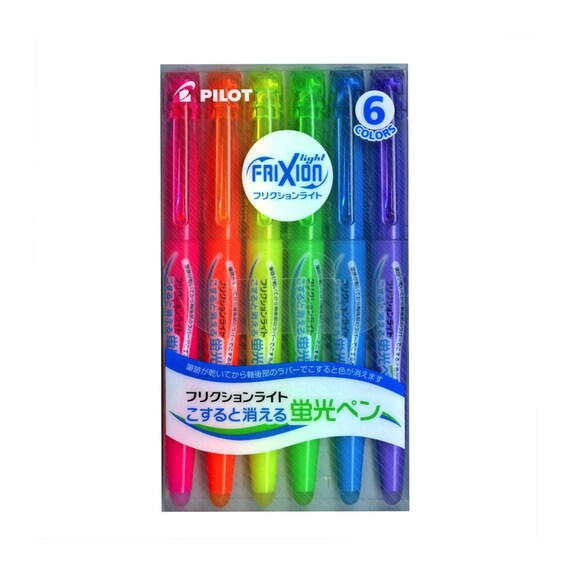 Pilot Frixion Erasable Highlighter, 6 Colors; Japanese Import; Pilot Erasable Frixion Highlighter, Marker, Pen