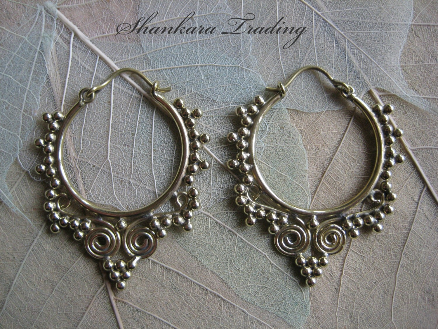 Tribal Brass Earrings Hoop Earrings Tribal by ShankaraTrading