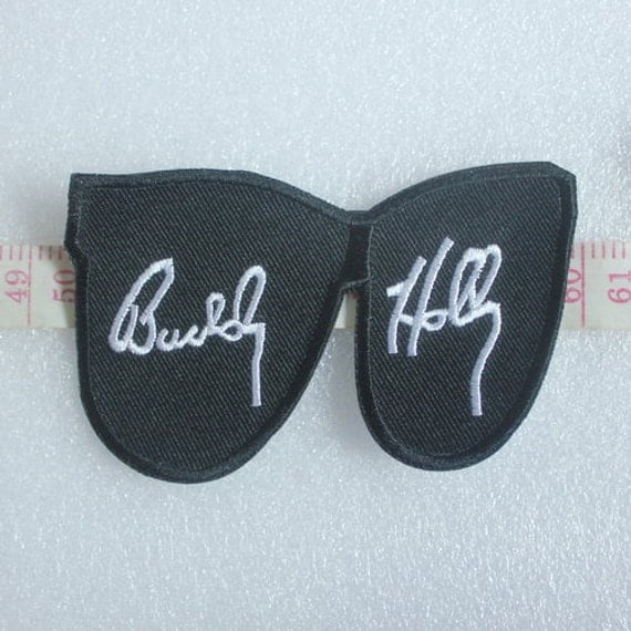 Items similar to Buddy Holly Glasses Embroidered Patches / E75 Band Appliques on Etsy