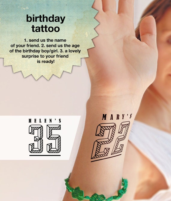 Birthday Party Custom Temporary Tattoos Pack of 5 10 15