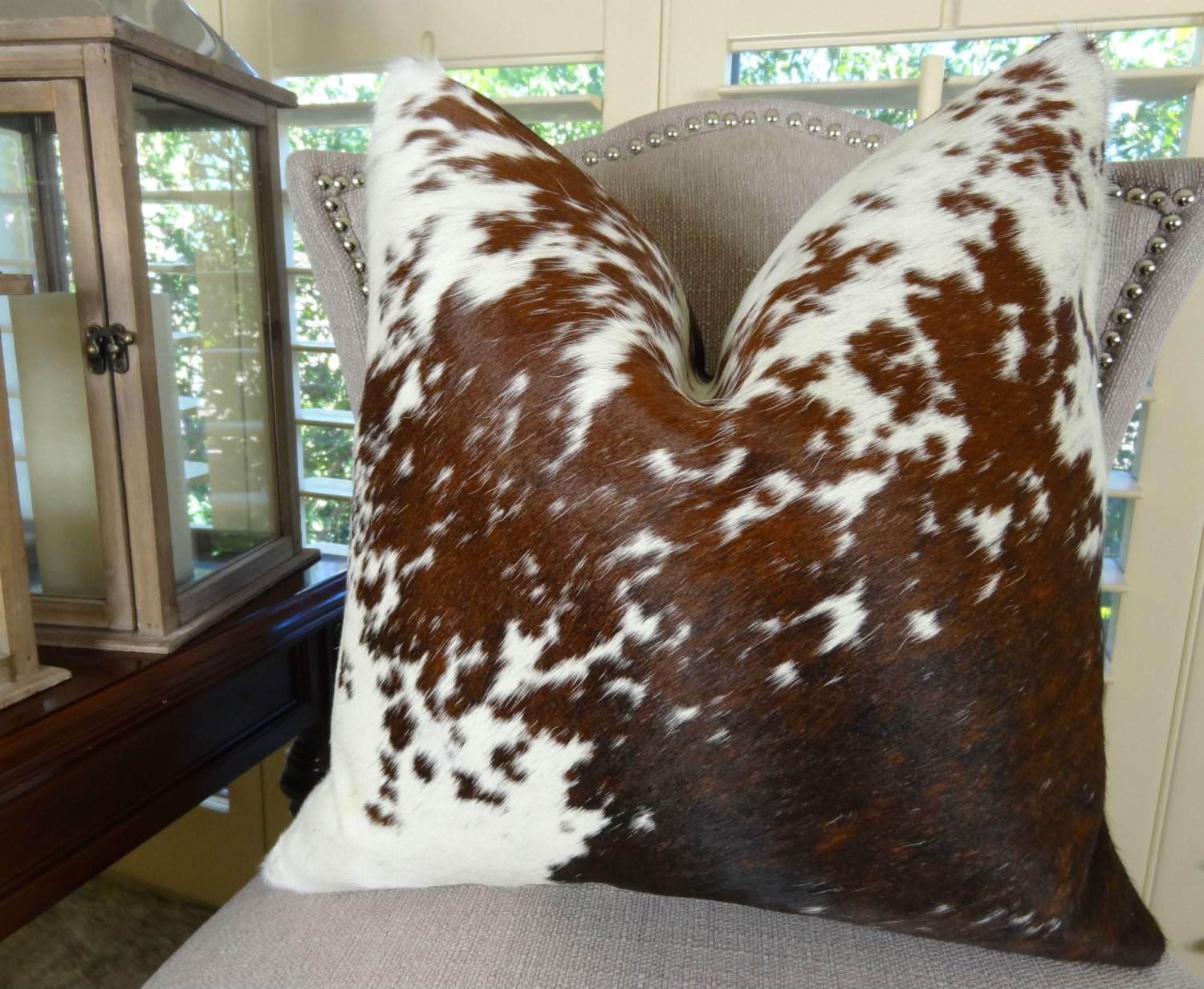 cow hide couch pillows