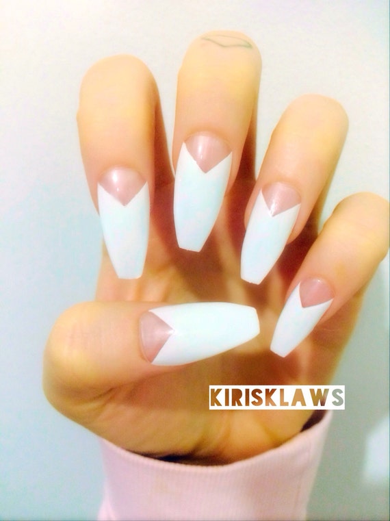 Items similar to x White V tips x kylie jenner inspired white and