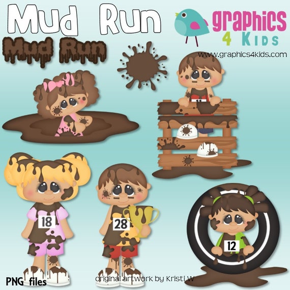 Mud Run Digital Clipart Clip art for scrapbooking party