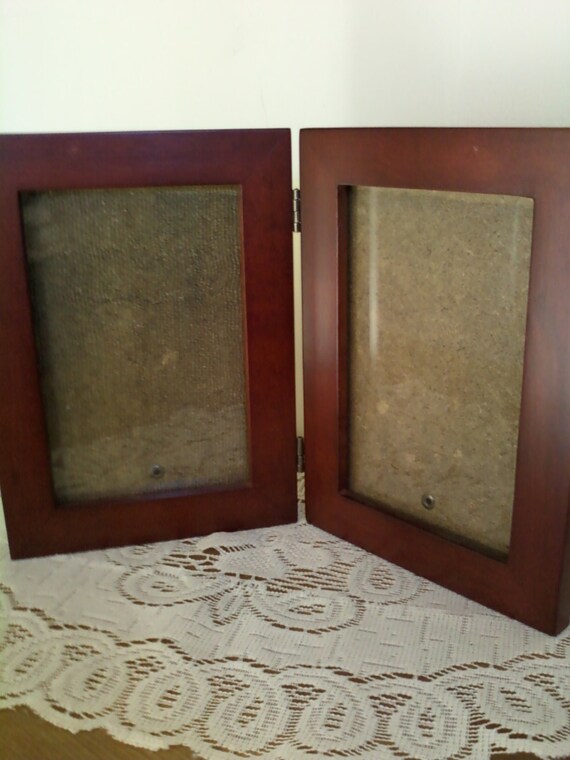 Wood Two Opening Hinged Picture Frame
