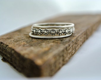 Daisy Flower Ring Stack Sterling Silver BOHO Stacking Rings Sterling Silver Stacking Ring Set Daisy Chain Woodland Ring Gift For Her