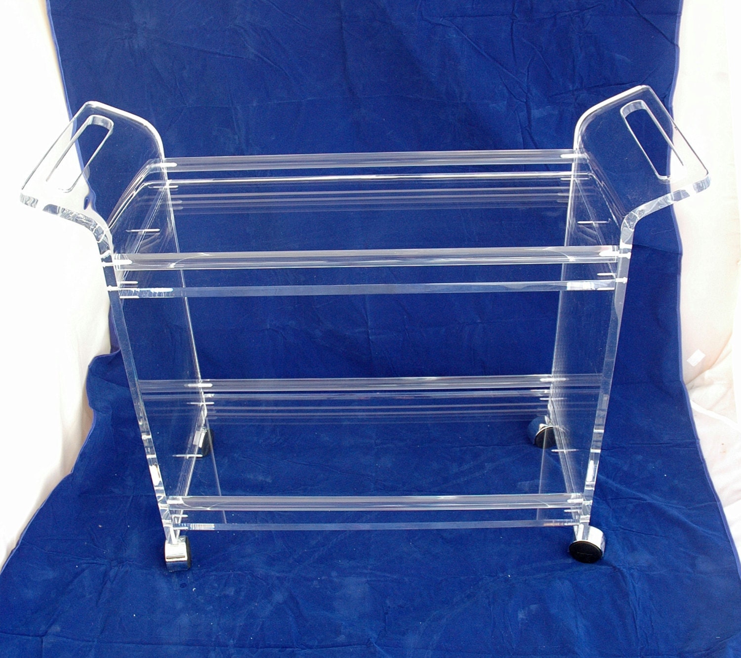 Clear Acrylic Lucite Rolling Beverage Serving Cart With