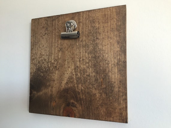 Rustic wood picture holder with bulldog clip by BlackIronworks