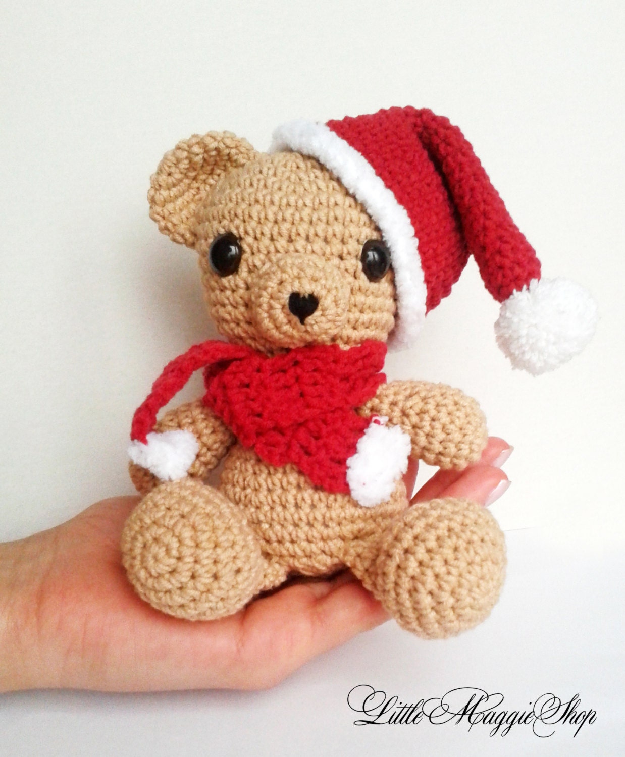 Amigurumi Christmas Bear crochet knitted by LittleMaggieShop