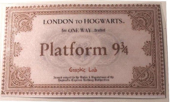 Hogwarts Express Rail ticket 9 and 3/4 Harry by GraphicLabStore