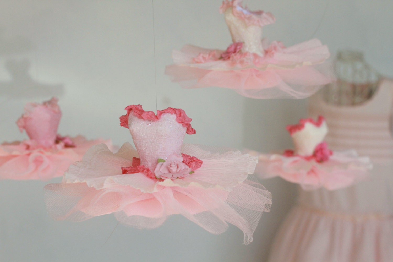 Small Pink Ballerina mobile nursery art princess mobile