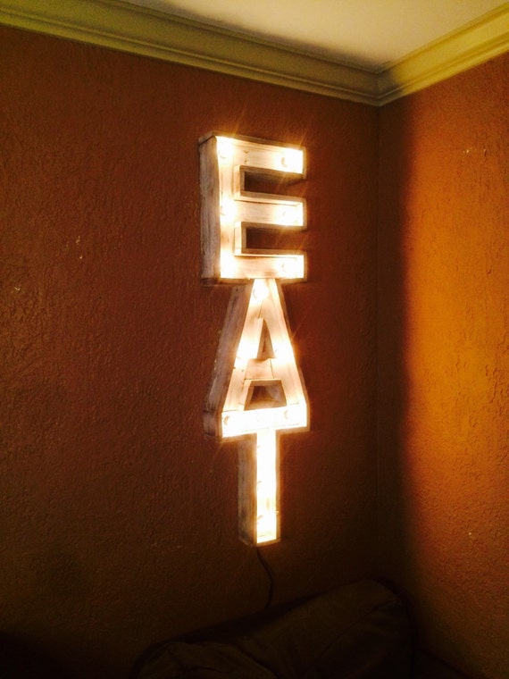 Lighted EAT sign 16x 48 15 lights by ChadMabryCreations on Etsy