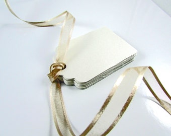 Blank Paper Gift Tags, White Shimmer, 25