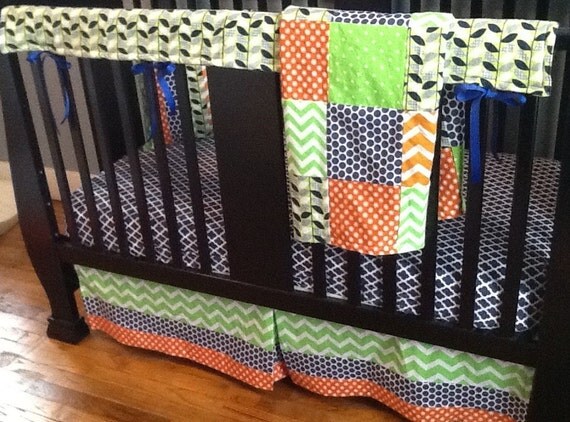 items similar to crib bedding set orange navy blue lime green crib skirt sheet teething items similar to crib bedding set orange navy blue lime green crib skirt sheet teething