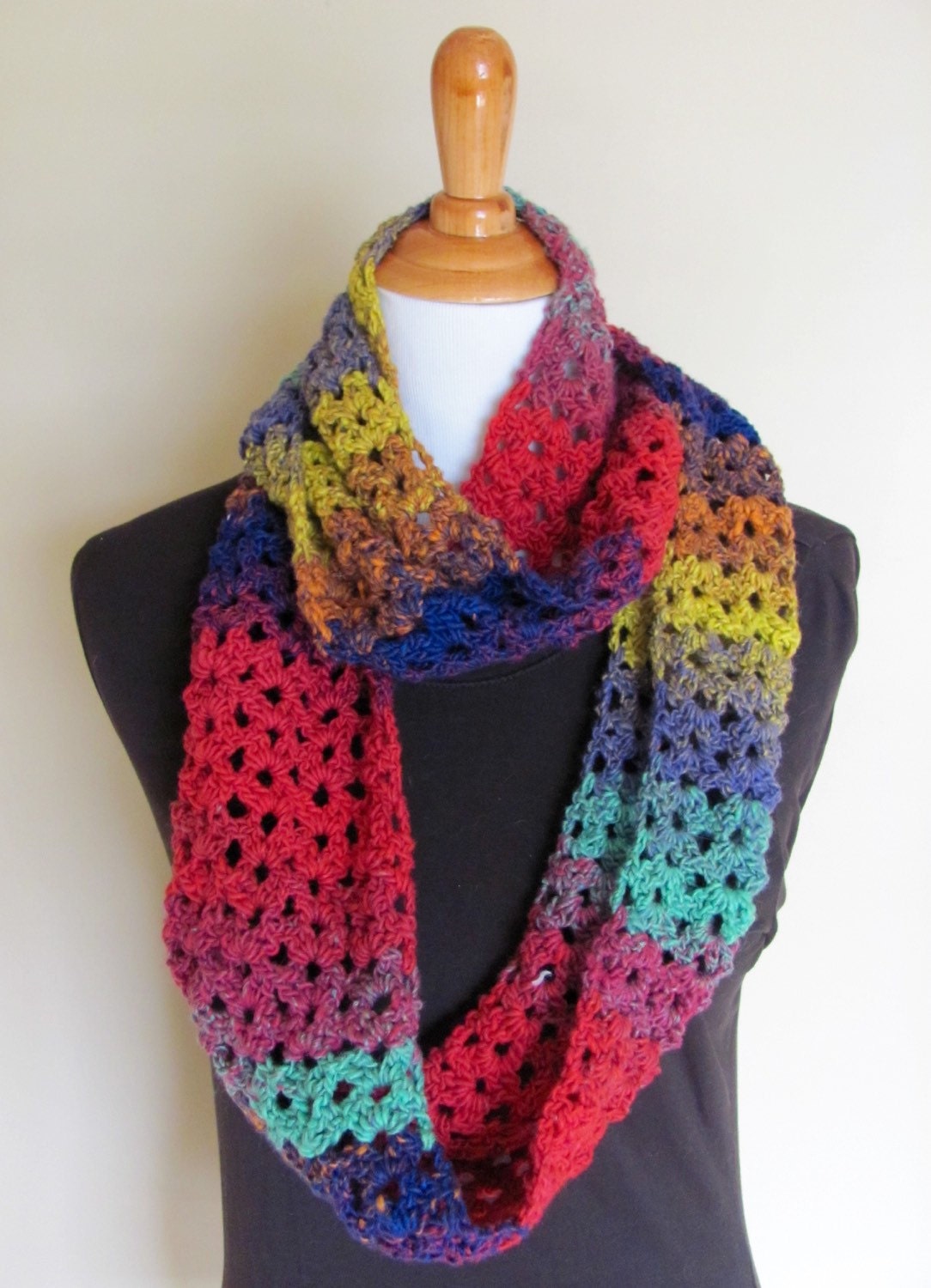 Taste the Rainbow Multi color scarf crochet infinity scarf