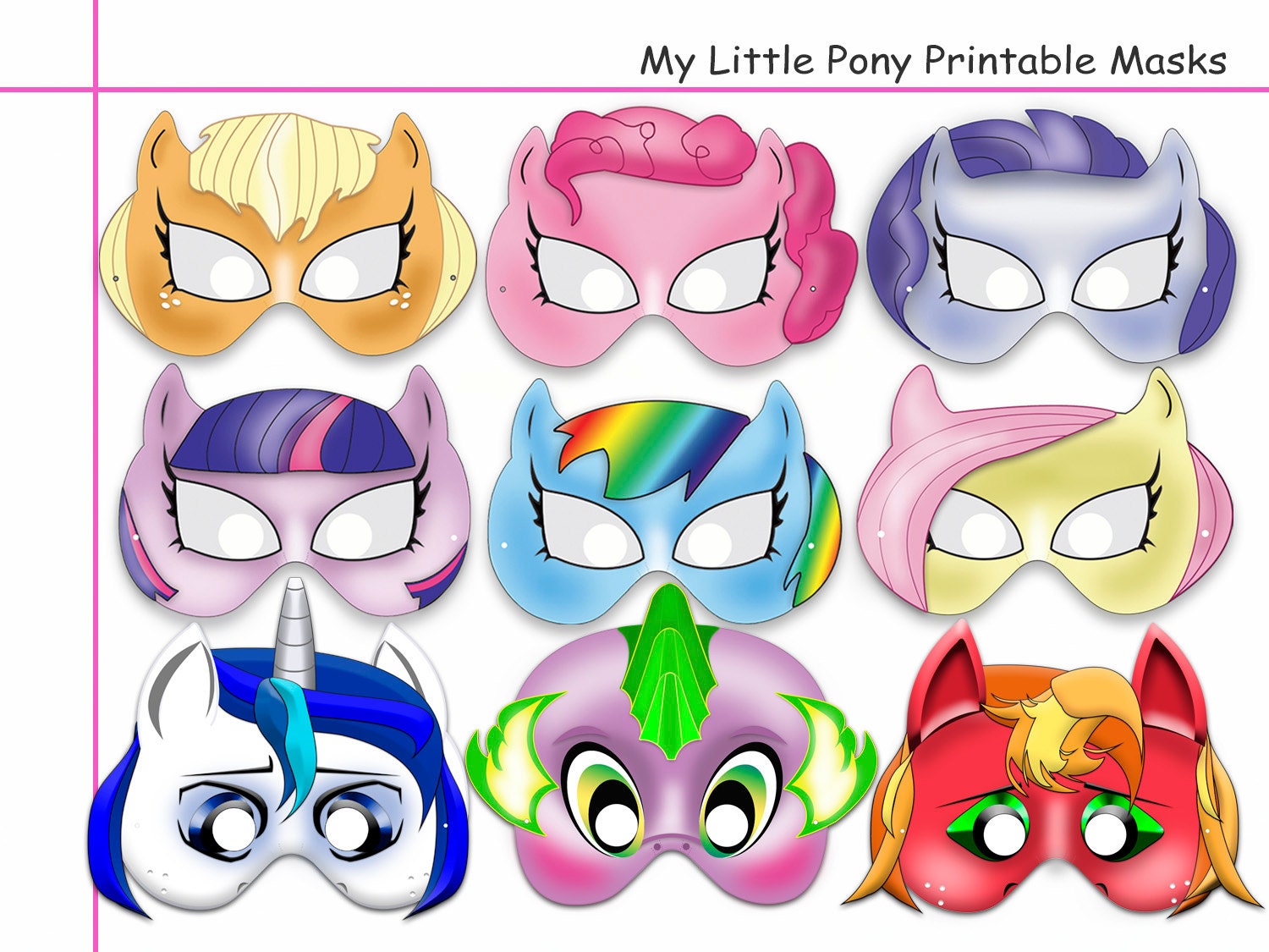 Unique Pony Printable Masks party mask birthday photo booth