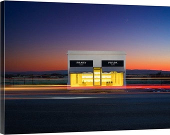 Large Prada Marfa Canvas - Color sunset texas gallery wrap home decor wall hanging fine art modern remote empty installment landscape