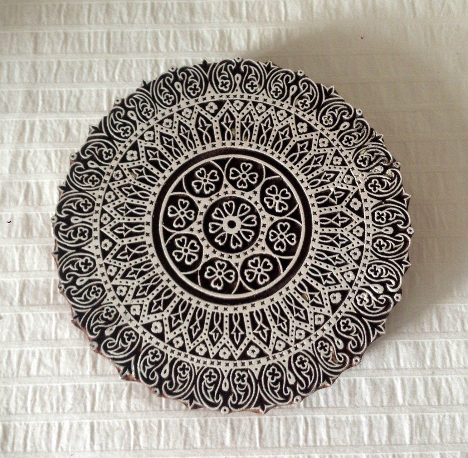 Wood Carved Mandala stamp wood carved stamp by TheWhitePetalsArt