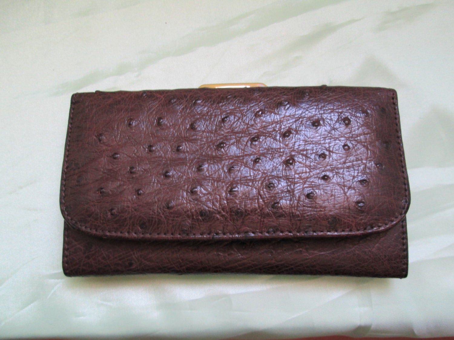 Genuine Ostrich skin Leather Womens Wallet with coin purse