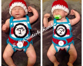 Crochet Dr Seuss Photo Prop, Dr Seuss Costume, Shower Gift, Thing 1 & Thing 2 Photo Prop - great for twins! READY TO SHIP - Several sizes