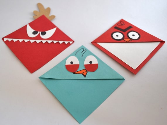 Items similar to Angry Birds Corner Bookmarks, Set of 3 Cute Bookmarks ...
