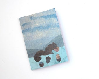 A5 Notebook with Squirrel and Acorn Illustration
